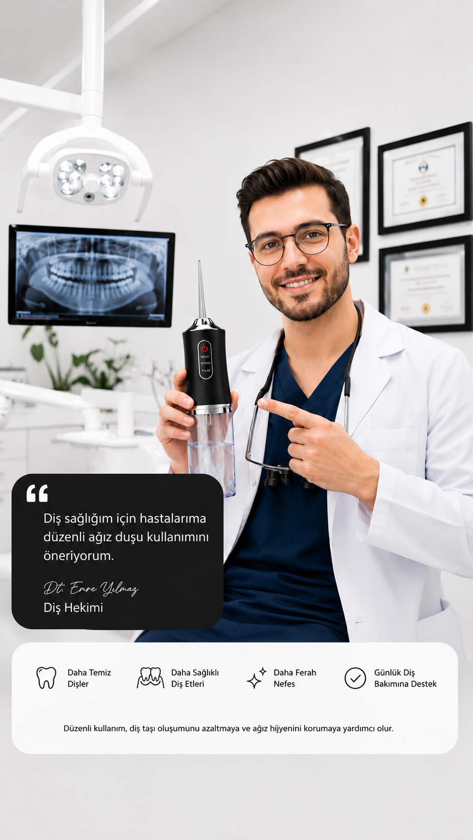 Oral Wiee™ - Profesyonel Şarj Edilebilir Taşınabilir Ağız ve Diş Duşu