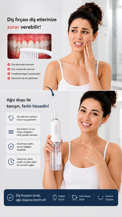 Oral Wiee™ - Profesyonel Şarj Edilebilir Taşınabilir Ağız ve Diş Duşu