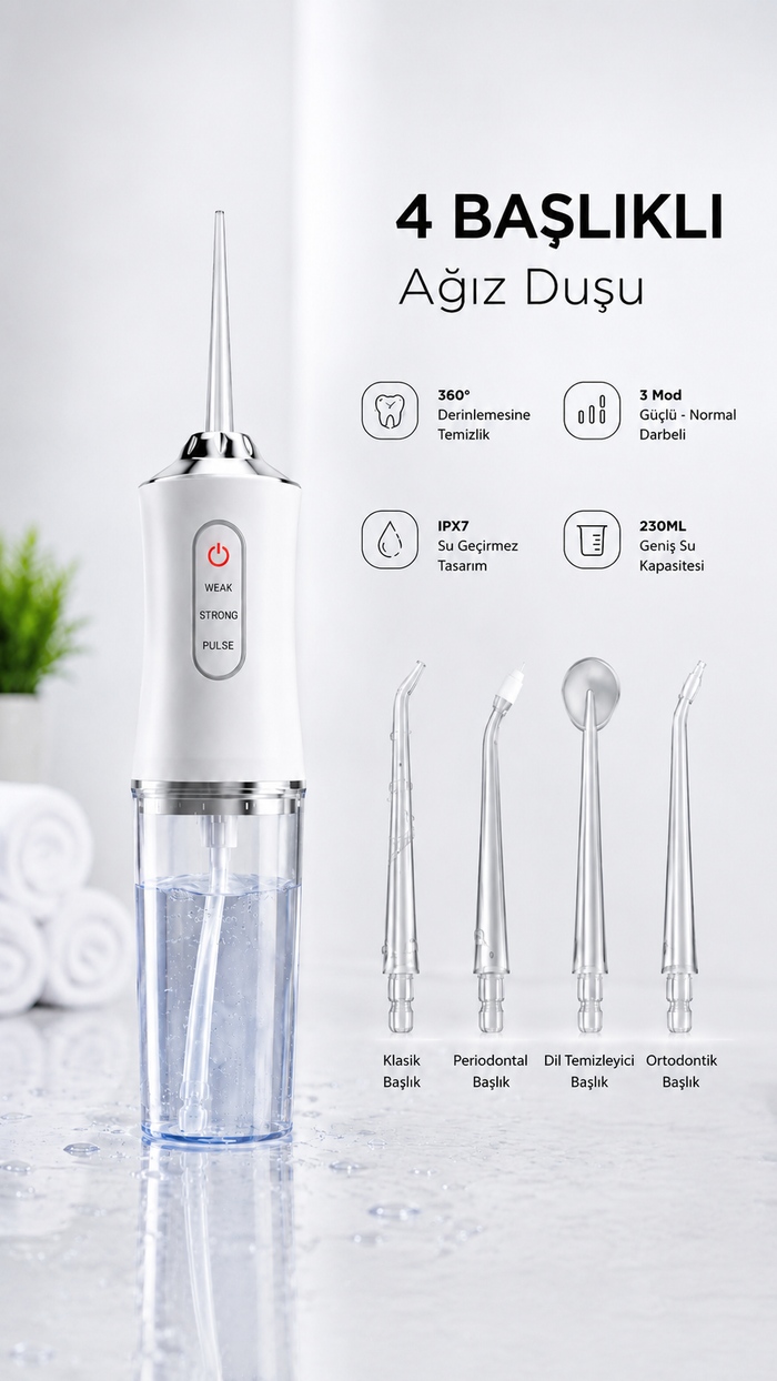 Oral Wiee™ - Profesyonel Şarj Edilebilir Taşınabilir Ağız ve Diş Duşu
